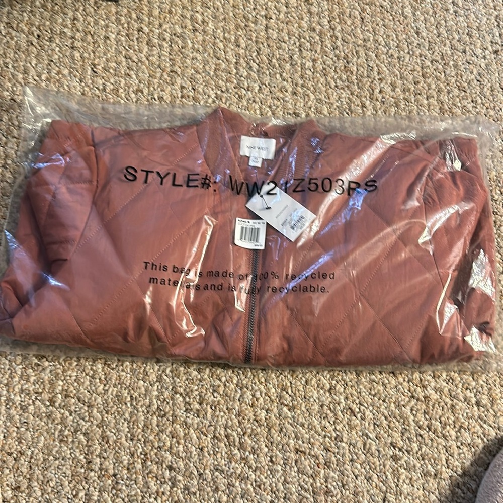 Nine West Quilted Bomber jacket Shabby Mauve color NWT XL